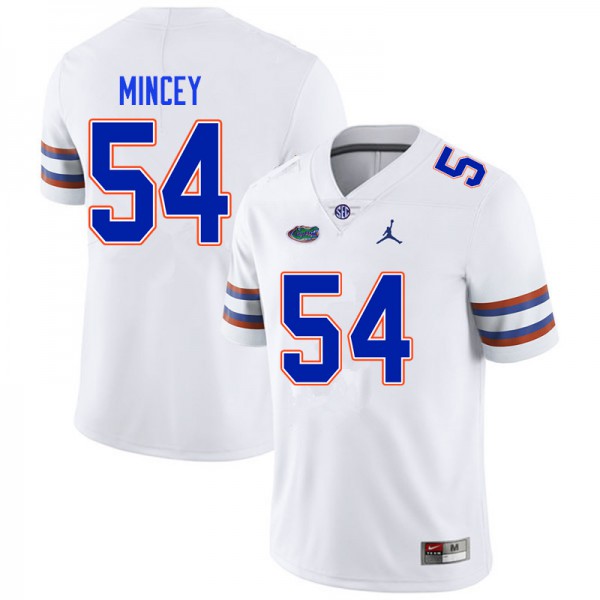 Men #54 Gerald Mincey Florida Gators College Football Jerseys White